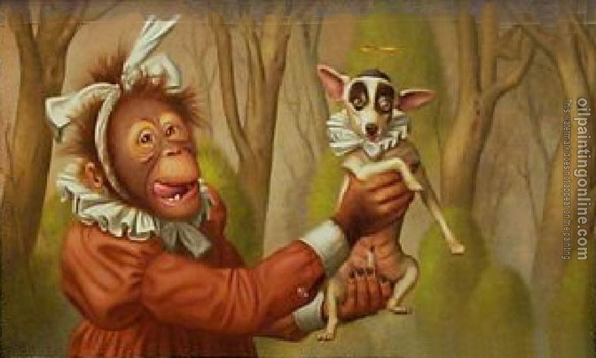 Oil Painting Reproduction - Dressing monkey